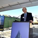 Mayor John Stokes speaks at the groundbreaking of One88 on Tuesday. Raechel Dawson/staff photo