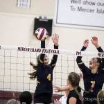 Photo courtesy of Don Borin/Stop Action Photography                                The Bellevue Wolverines captured second place at the KingCo 3A volleyball tournament on Oct. 28. The Wolverines defeated Redmond 3-0 in the first round but lost 3-1 to the Mercer Island Islanders in the championship match. Bellevue sophomore Jessica Buxton, left, and senior Callie Weber, right, leap into the air on a play against the Mercer Island Islanders. Bellevue will compete in the Class 3A Sea-King volleyball tournament from Nov. 1 through Nov. 4.