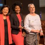 Yuko Kodama (left) and Sonya Green (center) meet with Katherine Schneider at the annual Katherine Schneider Journalism Award for Excellence in Reporting on Disability. Photo courtesy of Marcus Chormicle/Cronkite School