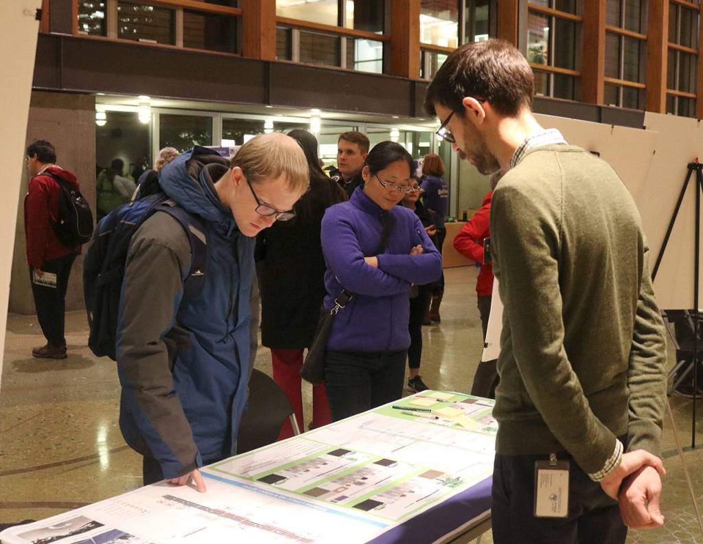 An open house on the Demonstration Bikeway Project in Downtown Bellevue attracted about 40 from the community who either work or live in Bellevue. Raechel Dawson/staff photo