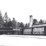 An early photo of Enatai Elementary School, established in 1953, shows the original building. Photo courtesy of Enatai PTSA Archives