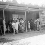 Neighborhood families held work parties in 1953 to landscape the grounds of Enatai Elementary School themselves. Photo courtesy of Enatai PTSA Archives and Clare Love