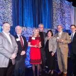 BDA board chair Jim Hutchinson, civic leader John Ellis, Bellevue Rotary Club President Diane Tebelius, Inspiration Playground Co-Chairs Rob Rose and Pat Naselow, Bellevue Mayor John Chelminiak and BDA President Patrick Bannon. Photo courtesy of Rolan Wong at HRV Media