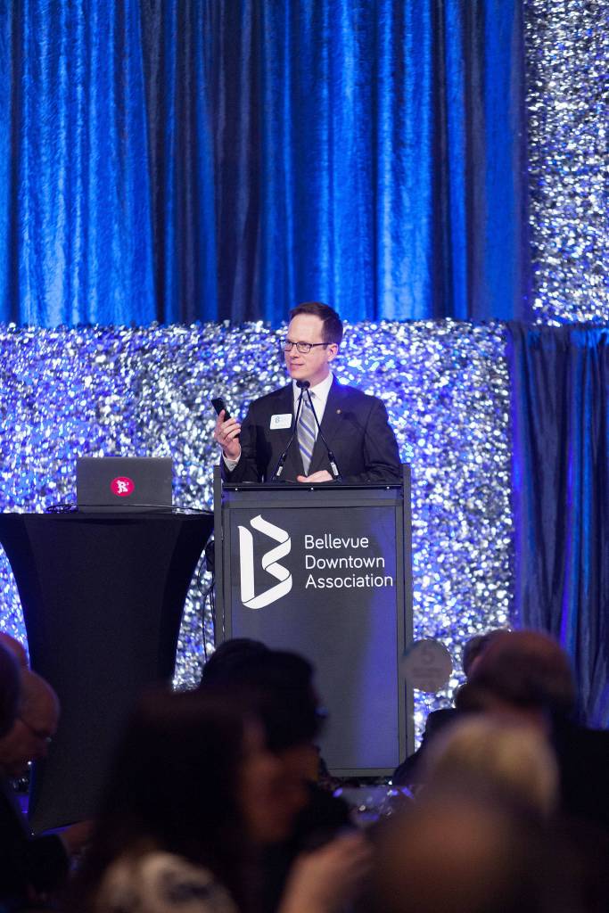 BDA President Patrick Bannon at the Bellevue Downtown Associations 44th Annual Celebration. Photo courtesy of Rolan Wong at HRV Media