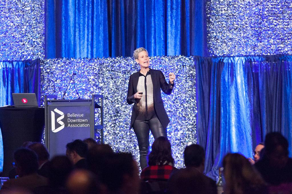 Keynote speaker Rebecca Ryan at the Bellevue Downtown Associations 44th Annual Celebration. Photo courtesy of Rolan Wong at HRV Media