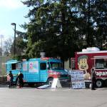 Maroom Thaim, a Thai food truc, Peasant Food Manifesto, a Korean food truck, and Paparepas, a Venezuelan food truck were parked at the Bellevue Red Lions parking lot on Thursday. Raechel Dawson/staff photo