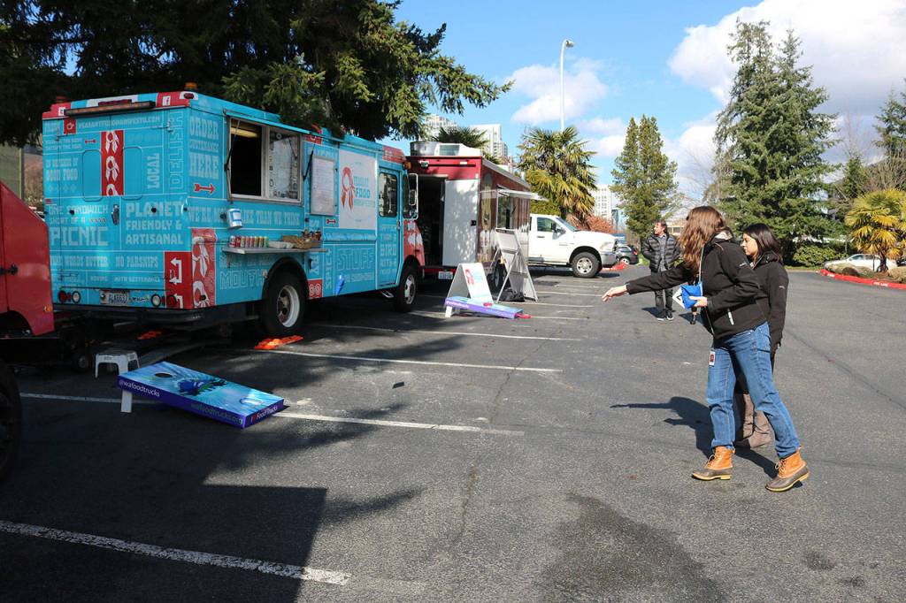 Bean bag toss was available for patrons. Raechel Dawson/staff photo