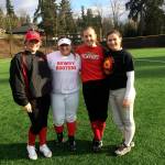 Shortstop Lexsi Barashkoff, senior Taylor Woodey, senior Bridget Johnson and senior Elliet Bradshaw will be four key players during the 2018 season for the Newport Knights. Shaun Scott/staff photo