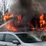 Firefighters battle a blaze at the Islamic Center of the Eastside on Wednesday in Bellevue. Photo courtesy of the Bellevue Fire Department