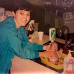 Overlake nurse Michele McRae bathes baby Emma Hall in 1998. Photo courtesy of Overlake Medical Center