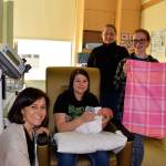 Overlake nurse Michele McRae, Katherine Rogers (mom), Alice Rogers (baby), Elisabeth Hall and Emma Hall. Photo courtesy of Overlake Medical Center