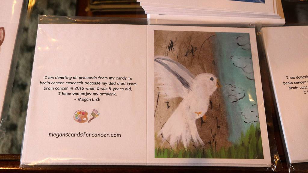 One of the many cards Megan and her mom have made to raise money for brain cancer research for a cure. Raechel Dawson/staff photo
