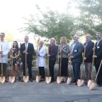 City officials, hospital staff and investors met on May 9 at Overlake Medical Center in Bellevue for a groundbreaking ceremony for a $250 million overhaul and expansion. Members of the groundbreaking party are seen here standing in front a construction site where a new five-story tower will be built. Aaron Kunkler/Staff photo