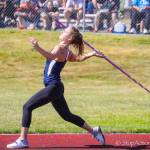 Bellevue Wolverines senior Carlie Gilbert captured first place in the javelin with a toss of 127 feet, 7 inches at the Class 3A state track meet on May 24 at Mount Tahoma High School in Tacoma.                                Photo courtesy of Don Borin/Stop Action Photography