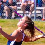 Bellevue Wolverines senior Carlie Gilbert captured first place in the javelin with a toss of 127 feet, 7 inches at the Class 3A state track meet on May 24 at Mount Tahoma High School in Tacoma.                                Photo courtesy of Don Borin/Stop Action Photography