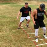 Sound Publishing sportswriter Shaun Scott focuses while doing a footwork drill on July 19.                                Photo courtesy of Todd Green