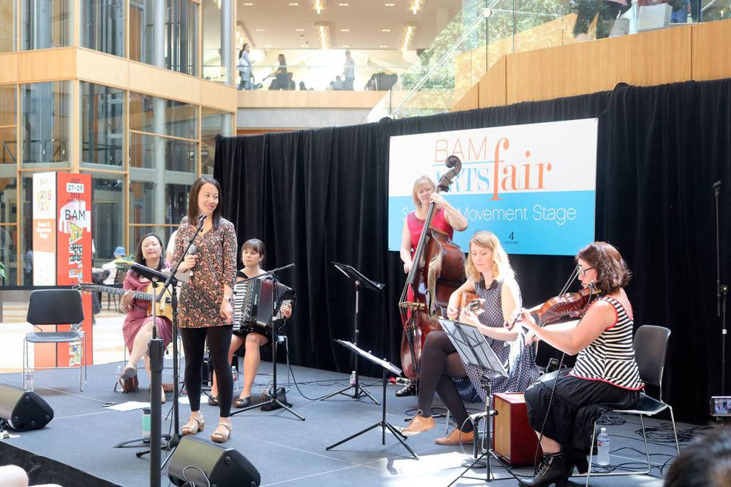 Jazz group My Gypsy Friends from the Jazz Night School perform on the Sound and Movement stage inside of the mall. Evan Pappas/staff photo