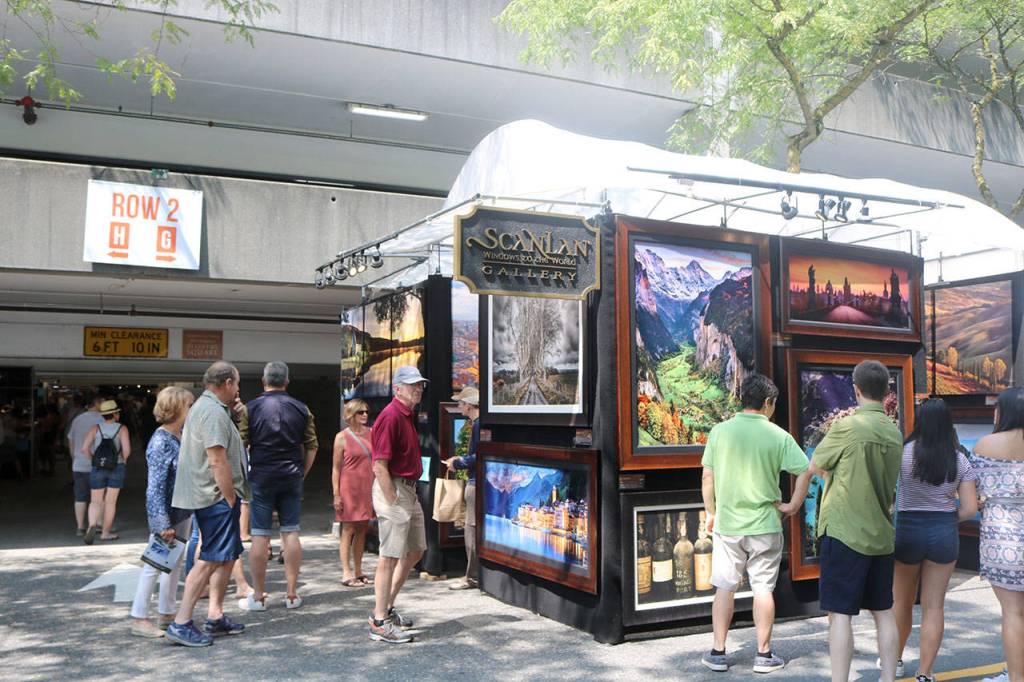 Scanlan Gallery booth sits outside one of the entrances into the parking structure, where the majority of the artists booths are located. Evan Pappas/staff photo