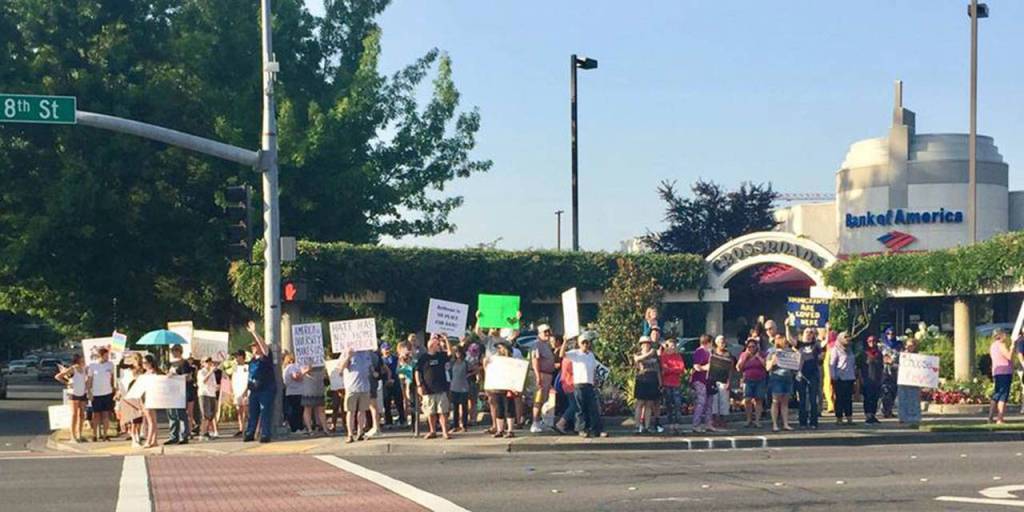 Locals gather in support of each other at an ant-hate rally on Aug. 5. Photo courtesy of Rebecca Schaechter