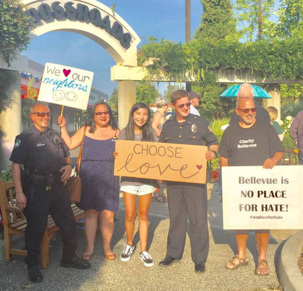 Locals gather in support of each other at an ant-hate rally on Aug. 5. Photo courtesy of Rebecca Schaechter