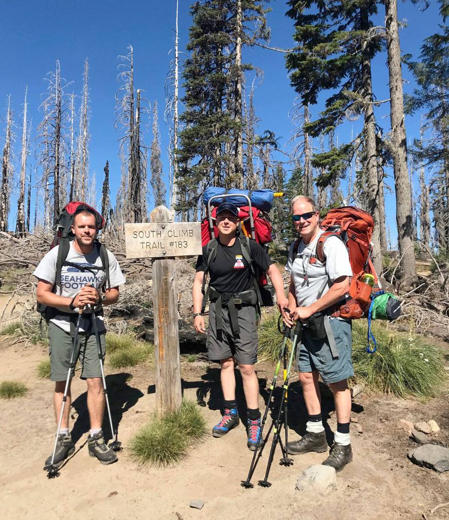 Jacob Carlson, Jacob Wilson, and Doug Wilson, during the first day of climbing. Courtesy Photo