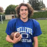 Bellevue Christian Vikings defensive end/offensive tackle Jack Sirich hopes to lead his team to the playoffs this November. Shaun Scott/staff photo