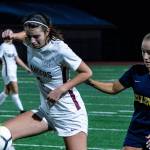 The Mercer Island Islanders girls soccer team earned a 1-0 win against the Bellevue Wolverines in the regular season finale for both teams on Oct. 25. Bellevue finished the 2018 regular season with an overall record of 6-7-2. Bellevue senior Izzy Buck, right, tries to take the ball away from a Mercer Island player Abby Berman. Photo courtesy of Stephanie Ault Justus