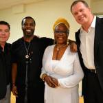 Barbara Pamplin, center right, survived multiple heart attacks and is seen here with her husband Mitchell Pamplin and Dr. David Nelson, right, and Dr. Frantz Hastrup, left. Contributed photo