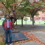 Narendra Chanel successfully crowdfunded more than $1,500 to pay to replace the Gandhi statues stolen glasses. Courtesy Photo