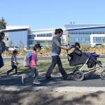 Families walk along a newly developed pathway at Wilburton Elementary School. Courtesy Photo