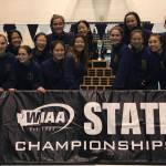 The Bellevue Wolverines girls swim team won the Class 3A state championship for the second consecutive season on Nov. 10 at the King County Aquatic Center in Federal Way. Photo courtesy of Lisa Van Loben Sels