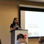 Sarah Yount, former YES client, speaks at YESs 50th anniversary celebration on Nov. 2. Madison Miller/staff photo.