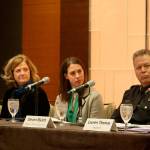 The Bellevue Downtown Associations panel spoke about homelessness in the city. From left: David Bowling, Judy Buckmaster, Angela Murray, Steve Mylett, and Lauren Thomas. Evan Pappas/Staff Photo