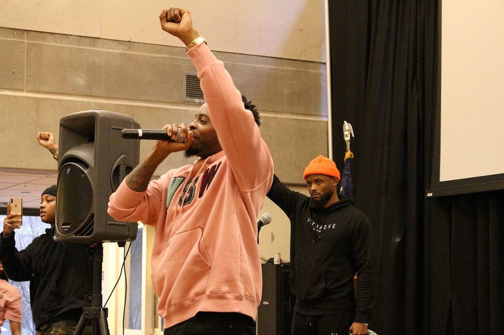 Keenan Allen Ladd, also known as HDN, performs at the fourth annual BOOM Experience at Bellevue College. Madison Miller/staff photo