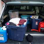 VashonBePrepared President Vicky de Monterey Richoux keeps several bins with supplies in the back of her car.                                Photo by Melissa Hellmann