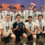 The Space Needle U16 volleyball team, which has Bellevue residents Daniel Lim, Matthew Lucas and David Moran on the team roster, captured second place at the Northern California Volleyball Association bid tournament on Jan. 13 in San Mateo, California. The second-place finish ensured the team a berth in the 2019 Junior National Championships this June in Dallas, Texas. Photo courtesy of Greg Lim