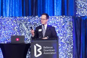 BDA President Patrick Bannon at the Bellevue Downtown Associations 44th Annual Celebration. Photo courtesy of Rolan Wong at HRV Media