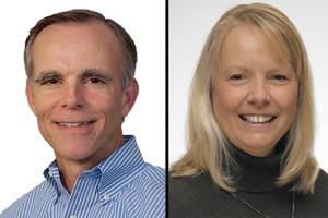 Left, Tony Rummans as BitTitans vice president of global sales. Right, Bonnie Geers, MBAKS 1st VP, Quadrant Homes. Courtesy photos