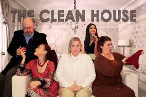 The Clean House cast. From left: Terry Boyd, Carolynne Wilcox, Cindy Giese French, Devika Bhagwat, and Amy Gentry. Hey Mahea! Photography.