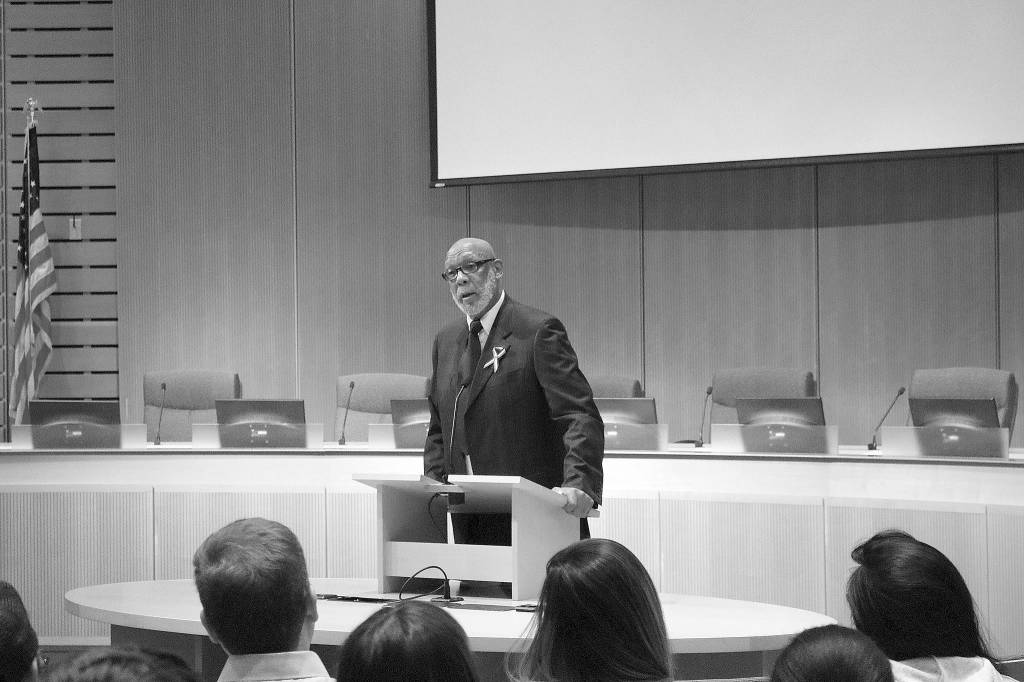 An MLK event was hosted at the City Hall on Jan. 17. John Carlos, an Olympic track star, delivered an address to listeners. Stephanie Quiroz/staff photo