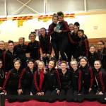 The Newport Knights girls gymnastics team won a district championship on Feb. 15 in Factoria. The Knights, who tallied 175.350 team points, edged out second-place Woodinville (173.300) by just 2.05 points. Photo courtesy of Stacy Nemcher-Rendon