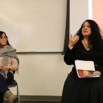 Samantha Pak/staff photo                                Maryam Griffin (left) of the University of Washington Bothell interviews art curator Alma Salem during her visit to the school on Feb. 7.