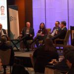 Kailan Manandic/Staff photo                                 From left: Ed Barry, Tolling Division director for WSDOT; Kim Henry, I-405/SR 167 Project director for WSDOT; Amy Carlson, BDA board member; Paul Cornish, Bus Rapid Transit director for Sound Transit; and Bernard van de Kamp, East Corridor development director for Sound Transit, discuss various questions around transit projects along the I-405 corridor.