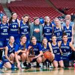 The Bellevue Christian Vikings girls basketball team earned fourth place at the Class 1A state basketball tournament on March 2 in Yakima. The Vikings defeated Elma 41-35 in the fourth-place/sixth-place game on March 2. Photo courtesy of Mark DeJonge