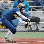Bellevue Wolverines senior Montana Jones attempts to lay down a bunt against the Mercer Island Islanders in the top of the second inning on April 3. Jones finished the game with four hits against the Islanders. Bellevue earned a 35-0 victory against Mercer Island. Photo courtesy of Jim Nicholson