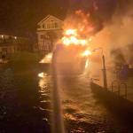 Photo courtesy/Mercer Island Police Department                                 A private boat caught fire in Bellevue on April 25 and sank.