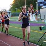 Bellevue Wolverines junior Katherine Forsberg, right, registered first-place finishes in the 1,600 and 3,200 at the 2019 KingCo 3A championship track meet. Photo courtesy of Don Borin/Stop Action Photography