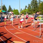 Colby Dash (pictured on right) finished in first place in the 300 hurdles and 110 hurdles at the 3A KingCo track meet at Lake Washington High School in Kirkland. Photo courtesy of Don Borin/Stop Action Photography