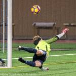 Bellevue goalie Jackson Buck (pictured) makes the game-saving stop during the penalty kick shootout against the Peninsula Seahawks. Photo courtesy of Stephanie Ault-Justus