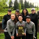 The Sammamish Totems girls golf team won a district championship for the third consecutive season on May 14 at the Skagit Golf and Country Club. Photo courtesy of Annette Labissoniere